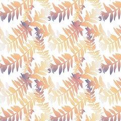 Seamless holofraphic pattern with palm leaves on white background.