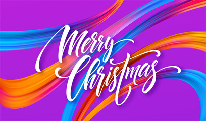 Merry Christmas hand drawn lettering banner design