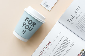 Paper cup written with for you word