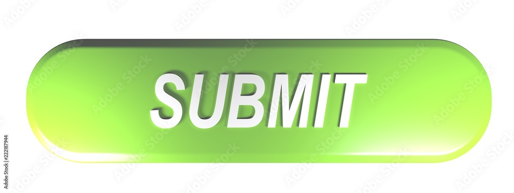 Poster green rounded rectangle pushbutton submit - 3d rendering
