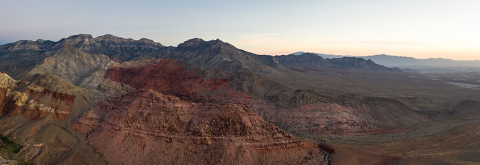 Aerial of Red Rock Canyon National Conservation Area at Sunrise
