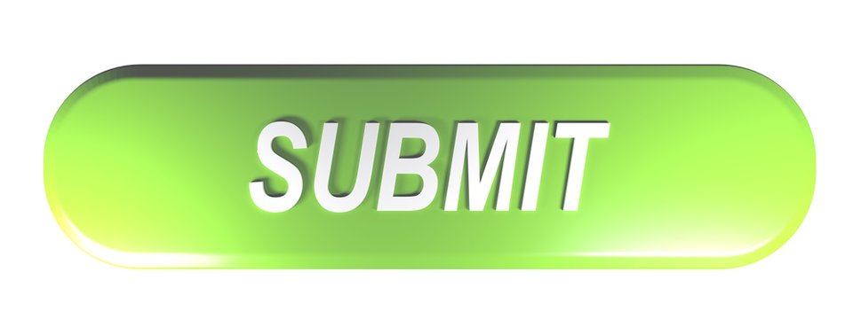 Green rounded rectangle pushbutton SUBMIT - 3D rendering