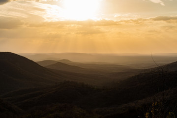 yellowish sunset in the mountains