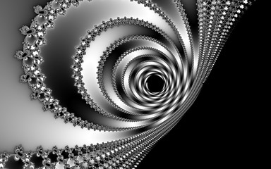 Fraktal schwarz weiße Spirale im metallischen Look © Daniela