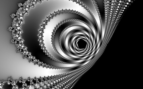 Fraktal schwarz weiße Spirale im metallischen Look