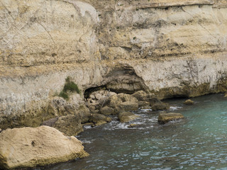 italian coast Torre dell'Orso (Salento - Puglia). Adriatic sea cliff