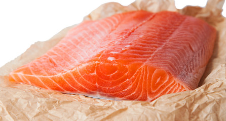 Raw salmon fillet.