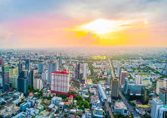 Fototapeta na wymiar Beautiful Bangkok city, bird eye view on modern new buildings
