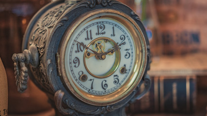 Fototapeta na wymiar Vintage Alarm Clock On Table