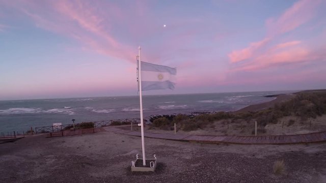 Bandera Argentina Flameando Patagonia watching Avistaje ballenas Patagonia Barco Ship Travel Coast Patagonia Argentina Peninsula Valdez parque nacional