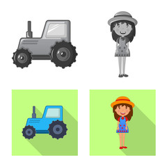 Vector design of farm and agriculture icon. Collection of farm and plant stock symbol for web.