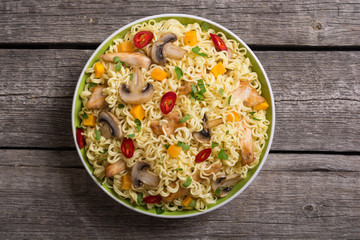 Instant noodles in bowl