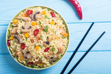 Instant noodles in bowl
