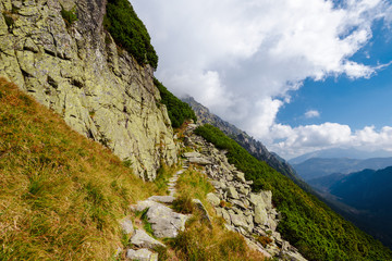 Fototapeta na wymiar Hiking Trail in the High Tatra in the Five Polish Ponds Valley