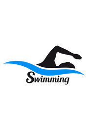 swimming logo schwarz schwimmen schwimmer verein team wasser kraulen schnell wettrennen schwimmbad sportler sport spaß tauchen hallenbad wellen clipart © Style-o-Mat-Design