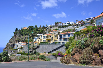 Fototapeta na wymiar Houses in the hills in Garajau on the Madeira island, Portugal