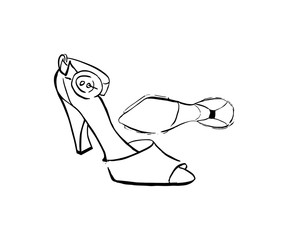 hand drawing of high heel classic shoes