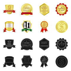 Vector illustration of emblem and badge symbol. Set of emblem and sticker vector icon for stock.