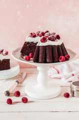 Obraz na płótnie Canvas Sliced Chocolate Raspberry Cake