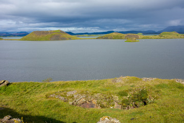 Fototapeta na wymiar Lake Myvatn and the Skutustadir Pseudocraters