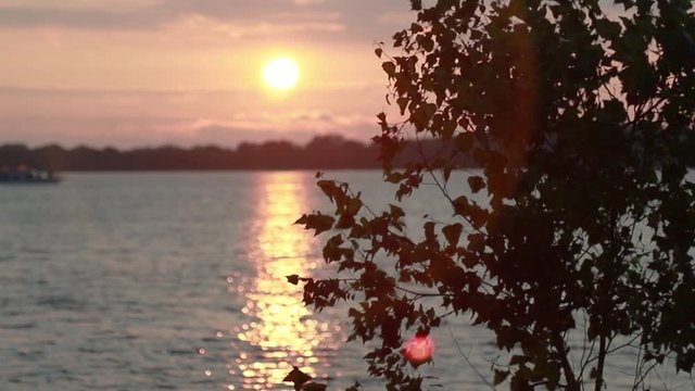 Windy evening sunset over lake Monona in Madison, Wisconsin.