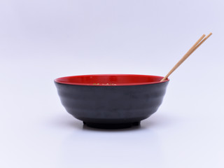 a cup of mee-hoon soup isolated on the white background