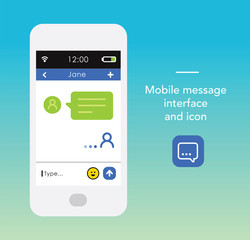 Smartphone with message interface and icon
