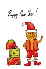 Cute Santa Pig with Gift Boxes, Merry Christmas and Happy New Year 2019 - Illustration Vector