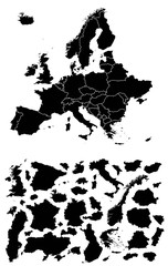 Naklejka premium Map of Europe with different countries