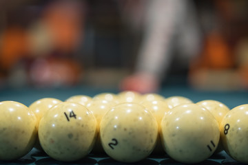 Billiard balls in a russian table.