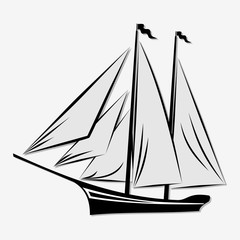 Sailing ship isolated on white background.