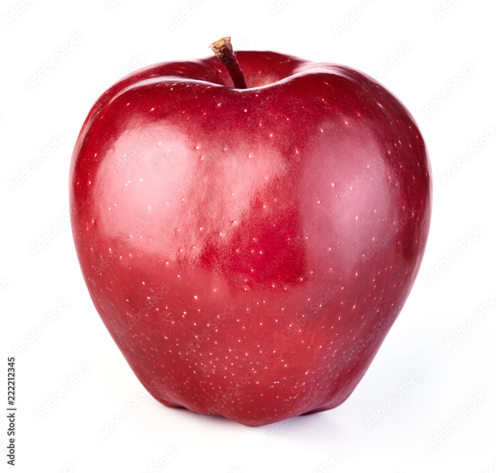 Wall mural single ripe red apple fruit isolated on white background