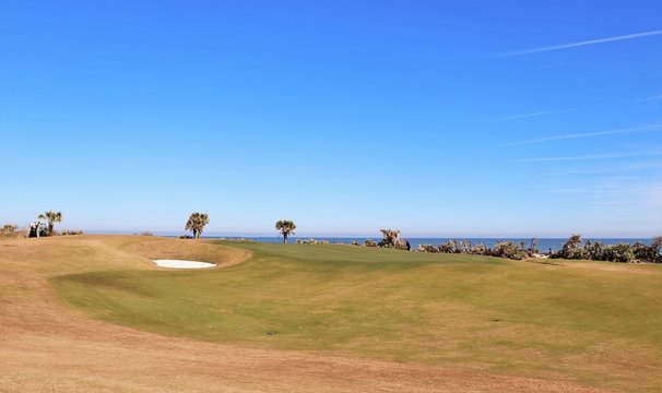 Golf course greens in a tropical setting