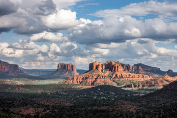Fototapeta premium View of Cathedral Rock and Courthouse Rocks for Mesa Airport viewing area