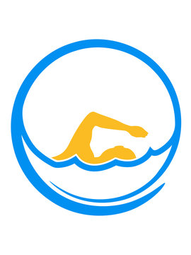 kreis rund logo schwimmen schwimmer verein team wasser kraulen schnell wettrennen schwimmbad sportler sport spaß tauchen hallenbad wellen clipart