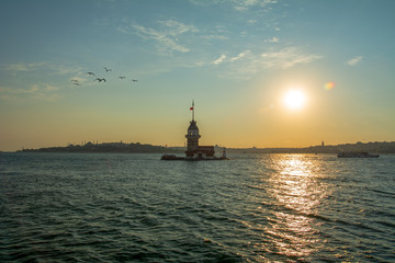 Fototapeta na wymiar Maiden's Tower in istanbul, Turkey (KIZ KULESI - USKUDAR)