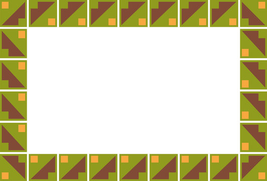 Fondo de cuadrados y triángulos verdes y marrones.