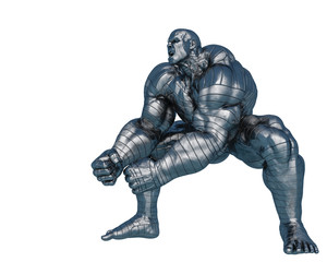 Fototapeta na wymiar steel man, the muscle man in a white background