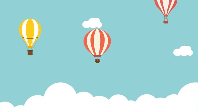 Hot Air Balloons Video Animation Motion Graphics Background Loop HD