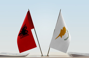 Two flags of Albania and Cyprus