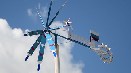 Wilson, NC / August 29, 2018, A whirligig spins in the wind at the Vollis Simpson Whirligig Park in Wilson, NC.