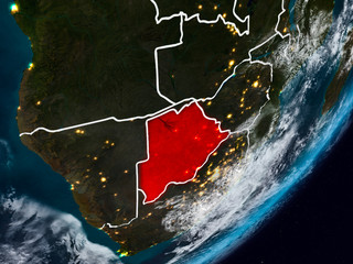 Botswana on Earth at night