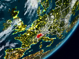 Switzerland on Earth at night