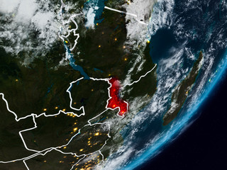 Malawi on Earth at night