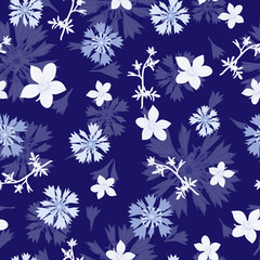 Floral seamless pattern flowers, vector background illustration.
