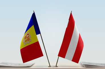 Two flags of Andorra and Austria