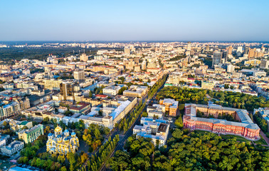 Kiev downtown with St Volodymyr Cathedral and the National University. Ukraine