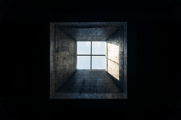 skylight in a dark room