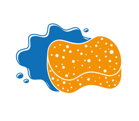Sponge and water splash icon.