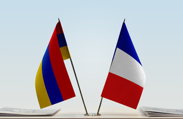 Two flags of Armenia and France